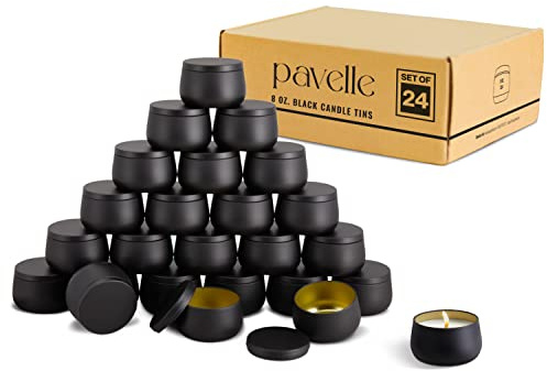 pavelle 8oz. Schwarze Kerzendosen mit Deckel für die Kerzenherstellung, zum Basteln und mehr, 24-tlg. Große Kerzengläser für die Kerzenherstellung und Kerzendosen für den Großhandel.