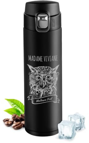 Maverton Mug isotherme personnalisé, Bouteille isotherme 400ml avec gravure | Pour femme, Mug de voyage en acier inoxydable, pour anniversaire, pour elle/amie/maman, prof