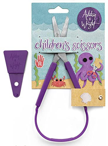 Ashton and Wright - Selbstöffnende Schere mit Schutzschutz, Violett, beidhändig tragbar, 12 Stück