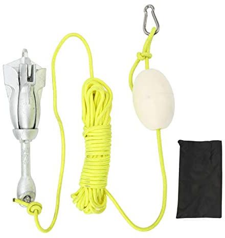 Alomejor Kleiner Schiffsanker, 4 Ankerklauen, Faltbares Marine-Anker-Kit für Boote, Kajaks, mit 12 M Seil und PVC-Boje