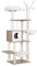 Hey-Brother Arbol rascador para gatos, un Moderno Árbol para Gatos de madera de 141 cm de alto,Torre de Gatos Estable equipada con columnas de Sisal, una Hamaca y Plataformas, gris vintage EMPJ120-MSG