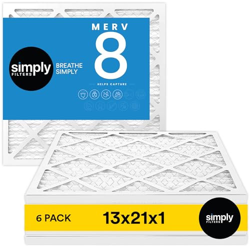 Simply by MervFilters, 13x21x1 Air Filter, MERV 8, MPR 600, AC Furnace Air Filter, 6-Pack