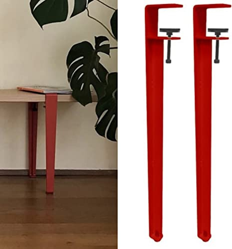 Patas Ajustables en Forma de F,Patas de Mesa de Metal,Patas de Abrazadera para Mesa de Comedor,Patas de Muebles Bricolaje,para Mesa de Café,Mesa de Consola,Sin Taladrar (71cm,Red)