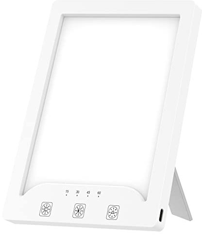 DENGGUODAO SAD Lamp 3000-6500K Adjustable Square Sunlight Lamp with 3 Color Temperature 10 Brightness Levels 4 Timer Setting Portable Improve Mood Light for Home Office School Travel DP