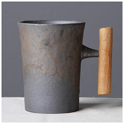 KAYLRE Boccale di Birra Tazza da caffè in Ceramica Vintage Tazza da caffè ruggine ruggine tè Tazza di Birra con Manico in Legno Tazza d'Acqua Drinkware da casa Bicchiere di Vino (Size : Style-2 B)
