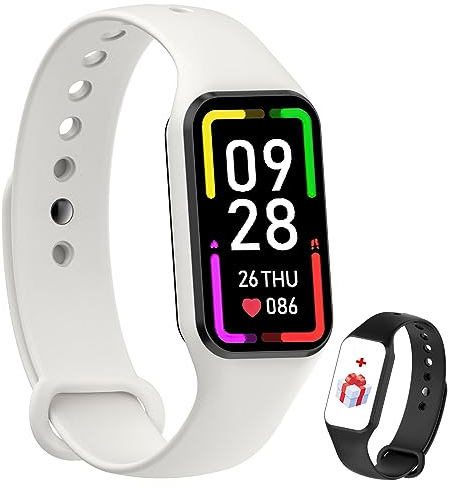 IOWODO Smartwatch Damen Herren Oximeter Herzfrequenz Schlaf Schrittzähler Smartwatch mit Benachrichtigung, SpO2, Wasserdicht IP68 für Android IOS (Grau)