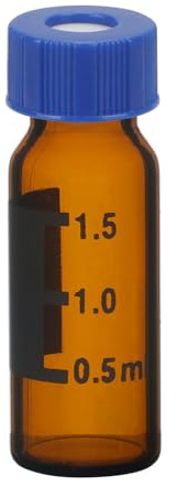 stonylab Autosampler Vials, Chromatography Sample Vials for Gas or Liquid Chromatography Sampling Headspace Type with Cap Liners, 100-Pack, Brown, 2 ml