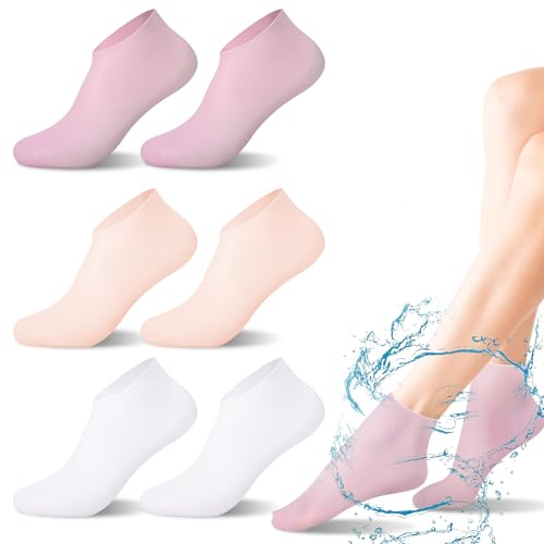 Halinuia Lot de 3 paires de chaussettes en silicone pour traitement intensif des pieds secs et fissurés hydratants