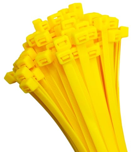 HORZEFIX Kabelbinder 100 Stück gelb lang uv beständig Universalbinder 2,5/3,6/4,8/7,6 breit (7,6 x 370 mm)