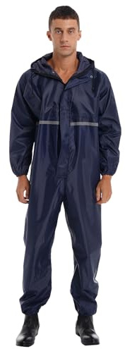 Freebily Herren Damen wasserdichte Overalls Arbeitskleidung Mit Reflexstreifen Und Kapuze Regenmantel Reinigungsoverall Sicherheitanzüge