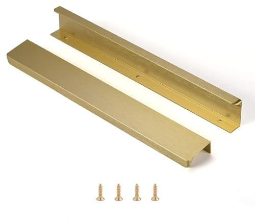Ndjiloik 10 Stück Versteckter Türgriff Schrankgriffe Möbelgriffe Moderne Küchengriffe Aluminium für Kleiderschrank Tür Schubladen,Golden,Gesamtlänge 300MM