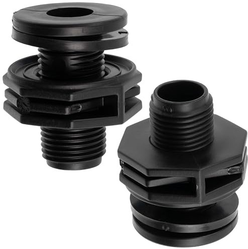 Aerzetix - C74996 - Set di 2 raccordi connettore Serbatoio Acqua - 1/2'' Filettatura Esterna - con guarnizioni in Gomma - Contenitore barile di Pioggia irrigazione - in Polipropilene