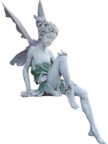 Romeeton Fairy Garden Ornaments Outdoor, Flower Fairy Statue Decoration, Charming Outdoor Fairy Tale Angel Sculpture Craft Landscaping Yard Patio Garden Sculptures & Statues (White)