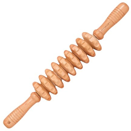 Wooden Massage Stick, Multi-Functional Body Massage Tool for Body Shaping, Lymphatic Drainage, Fat Reduction, Relieve Muscle Tension, Both Men and Women with Massager