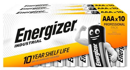 Lot de 30 piles AAA Industrial – Energizer piles AAA LR03 Micro 1,5 V Alcaline Utilisation professionnelle et longue durée pour instruments de mesure Torches et appareils électroniques 3 paquets de 10