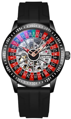 DAXIAOYU Drehbares Zifferblatt mechanische Uhren für Herren Luxus hohl Skelett Trendy Automatikuhr Wasserdicht Leuchtende Persönlichkeit Armbanduhr