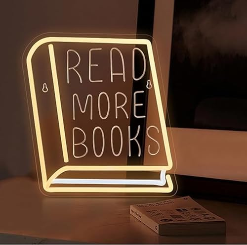Läs mer böcker neonskylt läsa böcker neonljus klassrum LED neon belysning skylt för bokhandel bokhandel bibliotek studie läsrum fest med dimbar strömbrytare