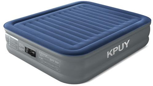 KPUY Matelas Gonflable 2 Personnes avec Pompe Électrique Intégrée, Matelas Gonflable en 3 Minute, Auto-Gonflage/Dégonflage, Surface Duveteuse pour Maison et Extérieur, Lit Gonflable 203x152x46cm, Gris