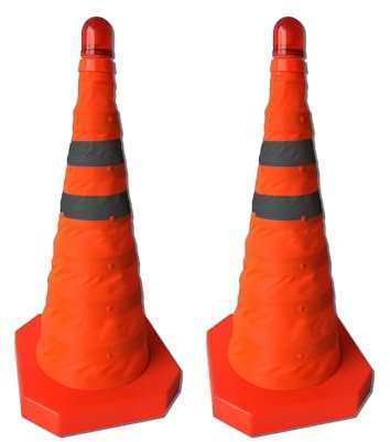 UvV Reflex Faltleitkegel Pylone 49 cm faltbar zur Eigensicherung Pannen, Unfällen inkl. Warnleuchte - Popup reflektierender Sicherheitskegel (2)