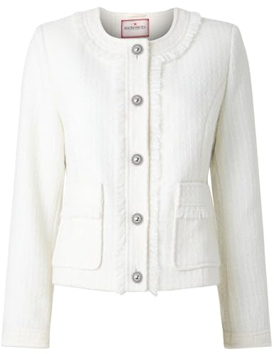 Joe Browns Collarless Frayed Edge Tweed Jacket Veste, crème, 40 Femme