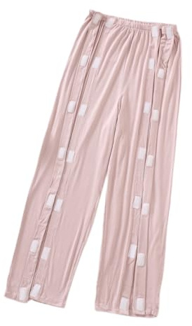 LAROTSUBA Full Open Patients Care Trousers,Unisex Fracture Pants,Bedridden Patient Clothing,Disability Clothes,Suit for Fracture,Disable,Elderly(Woman,Bean Paste Color,L)