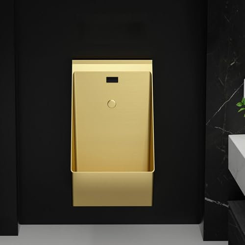 QFGain Urinario De Acero Inoxidable con Sensor para Hombre, Urinarios De Acero Inoxidable, Descarga De Orina por InduccióN Inteligente, Inodoro para BañO Familiar, Inodoros para BañO De,Gold