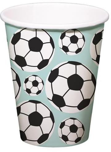 Folat 27567 Football Bleu Vert Gobelets - Fantastic Football - 250 ml - 8 pièces - Décoration d'anniversaire et le Thème du Football