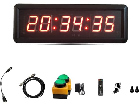 WADPP Timer LED a 6 cifre per sfide di Gioco con cronometro, Orologio per Gare, Timer per intervalli di Fitness, per spettacoli di varietà, Gare di velocità, Palestra,Twobutton