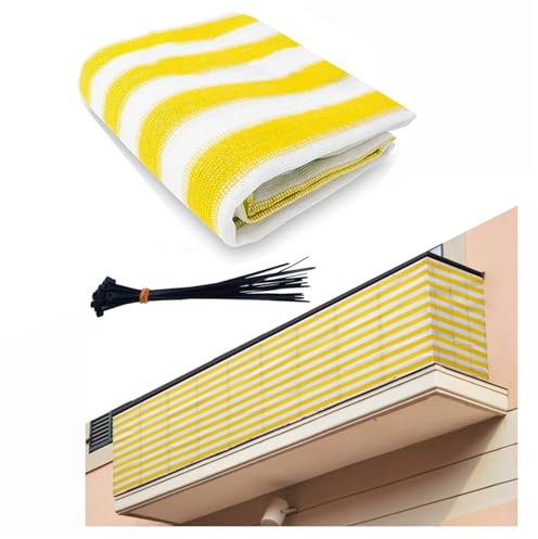 51buyoutgo Pantalla Privacidad Balcon 90x400cm, Cubre Tela Mallas Ocultacion Barandilla Balcon Privacidad Exterior, Balcony Privacy Screen Amarillo