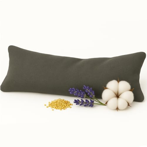 econuk – Saco de semillas para microondas con lavanda y mijo | Saco térmico reutilizable para calor y frío | Bolsa de semillas natural para cuello, espalda y abdomen (Liso Gris, 47cm x 12cm)