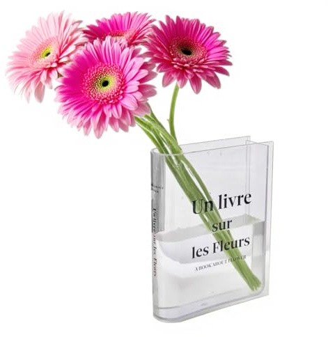 Sudnsadaks Vaso Fiori, Vaso Decorativo da Interno Libro Acrilico, Vasi Deco Trasparente, Vasos Floreale a Forma di Libros per la Decorazione Della Tavola Della Camera da Letto, Soggiorno, Ufficio