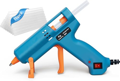 Tilswall Hot Glue Gun Kit, 50W Mini Melt Gun Heats Up Quickly with 130mm Glue Sticks for Crafting, DIY, Art, Sealing, Home Repairs, Cards, and Glass （Pack of 1 Hot Glue Gun and 10 Glue Sticks