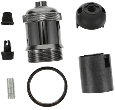 SEWACC Lot De 6 Douilles De Lampe E27 E26 Vintage En Aluminium Rétro, Adaptateur D’éclairage Suspendu Pour Salle à Manger Et Bureau Industriel, Support D’ampoule Noir Perle