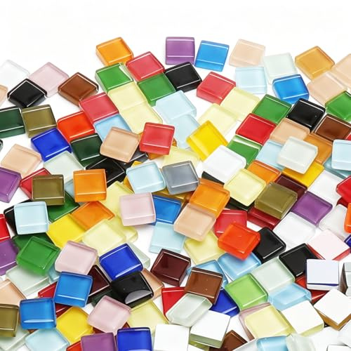 500g Mosaiksteine Zum Basteln 1 x 1 cm, Mini Mosaikfliesen Diy Basteln Handwerk Deko, Bunte Glas Mosaik Steine, Mosaik Fliesen für Garten Aquarium Bilderrahmen Vase Blumentopf Party Kunst Projekte