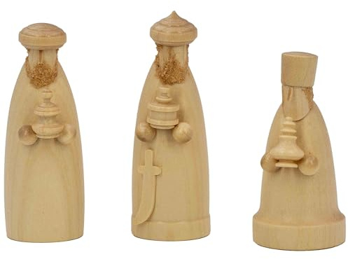 Rudolphs Schatzkiste Krippenfigur DREI Weise aus dem Morgenland naturbelassen, stilisiert in 3 Teilen BxHxT 2,5x6x2,5cm NEU Krippenkönige Königsfiguren Heilige DREI Könige Holzkrippe Geschenketräger