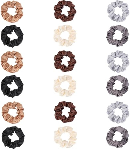 JchEnye 18 stycken satin scrunchie set, färgglatt mode – hårtillbehör, mjukt och elastiskt hårband, perfekt för vardag och fest