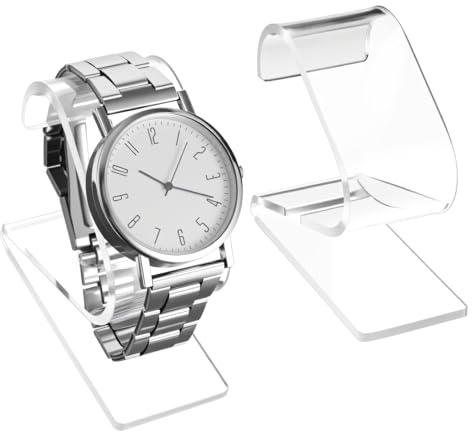 2 Stück Transparenter Uhrenständer Uhrenhalter Watch Holder Watch Stand Uhren Halterung Fester Uhrenständer Einzeluhrenhalter Acryl Armband Rack Halter Uhrengehäuse für Uhrendisplay Männer Frauen