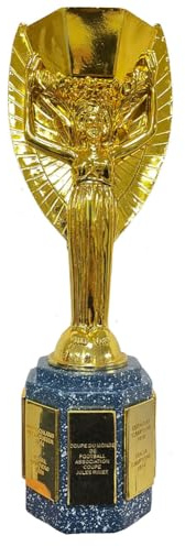 Huadafun Jules Rimet Football Trophy Replica, World Cup Style Soccer Champion Cup, Resin Gold Souvenir Award for Fans, Club Bar School Display Ornament