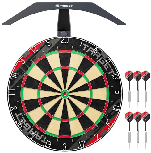 Target Darts Rift Dartboard mit optionaler LED-Beleuchtung | Steeltip-Dartboard mit optionaler Heller Beleuchtung | Klammerfreier Draht | 2 Sets 17g Darts | Einfacher Aufbau Starter Set