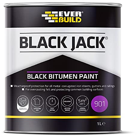 Everbuild Black Jack 901 Bitumen Paint – Solvent Based – Black – 1 Litre