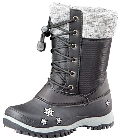 Baffin Unisex Kids' Junior AVERY Waterproof Insulated Comfort-Fit Multi-Layer Mid-Calf Lace-Up Snow Boots, Arctic Rubber Base, Black, 3