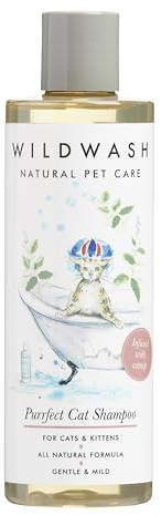 WildWash Purrfect Katzen-Shampoo mit zusätzlicher Katzenminze, 250 ml, Macht das Baden Spaß, verleiht stumpfem Haar Glanz und Leuchtkraft, natürlich, sulfat- und parabenfrei für empfindliche Haut