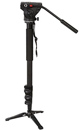 Fotga monopiede leggero in alluminio con testina del fluido e piedini removibili 67 Carico massimo 13,2 libbre Stabilizzatori supporti per fotocamere DSLR o video