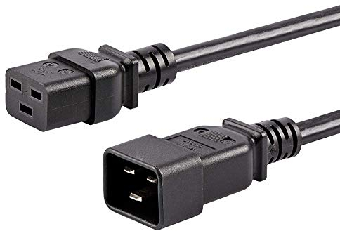 PremiumCord Alimentatore 230V 3m, Prolunga IEC 320, Presa di Corrente, IEC 320 C19 a C20, Cavo di Alimentazione 230V 16A, Colore Nero