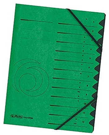 Herlitz Ordnungsmappe 10843332 DIN A4 12 Fächer Karton grün