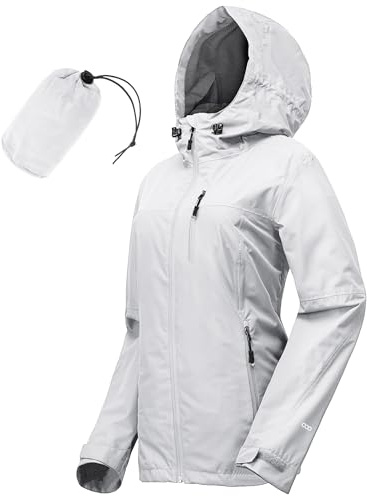 33,000ft Regenjacke Damen Wasserdicht Packbar Fahrradjacke Übergangsjacke | 10000mm Wassersäule, Mesh-Futter Unterarmbelüftung Wanderjacke, Atmungsaktiv Outdoorjacke, Leichte Windbreaker mit Kapuze