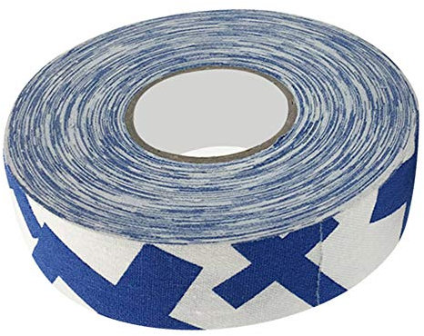 Hockey Schlägerband 2.5cm x 25m, Sport Tape für Eishockey, Lacrosse und Badminton, Leicht Zerreißbares Schutzband für Griff und Klinge, Blaues Klebeband mit Kreuzdesign