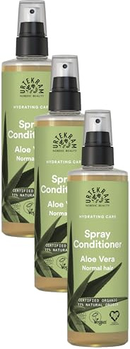 Urtekram Aloe Vera Leave-In Spray Conditioner Bio, regenerierend, 250 ml (Packung mit 3)