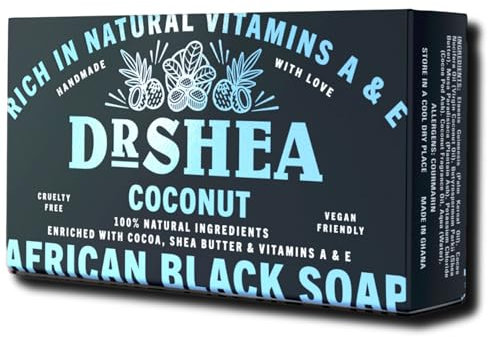 Coconut African Black Soap 100g - Vegan Organic & Natural - Antibacterial - Body - Face & Hand Wash - Authentic Raw from Ghana.