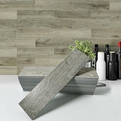 W&S 24 PCS Caesious Grey Peel and Stick Wood Panels for Walls, Stick on Wood Look Tile for RV,Living Room,Accent Wall,Faux Wood Paneling for Kitchen Backsplash,Self Adhesive Wall Planks